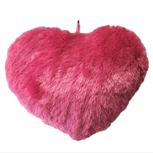 Valentine's Day Plush Heart-Shaped Pink Pillow, La Vie En Rose - Picture 1 of 5
